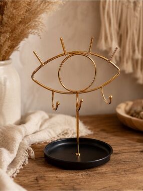 Modern Luxe Evil Eye Gold Eye Shaped Jewelry Stand Holder